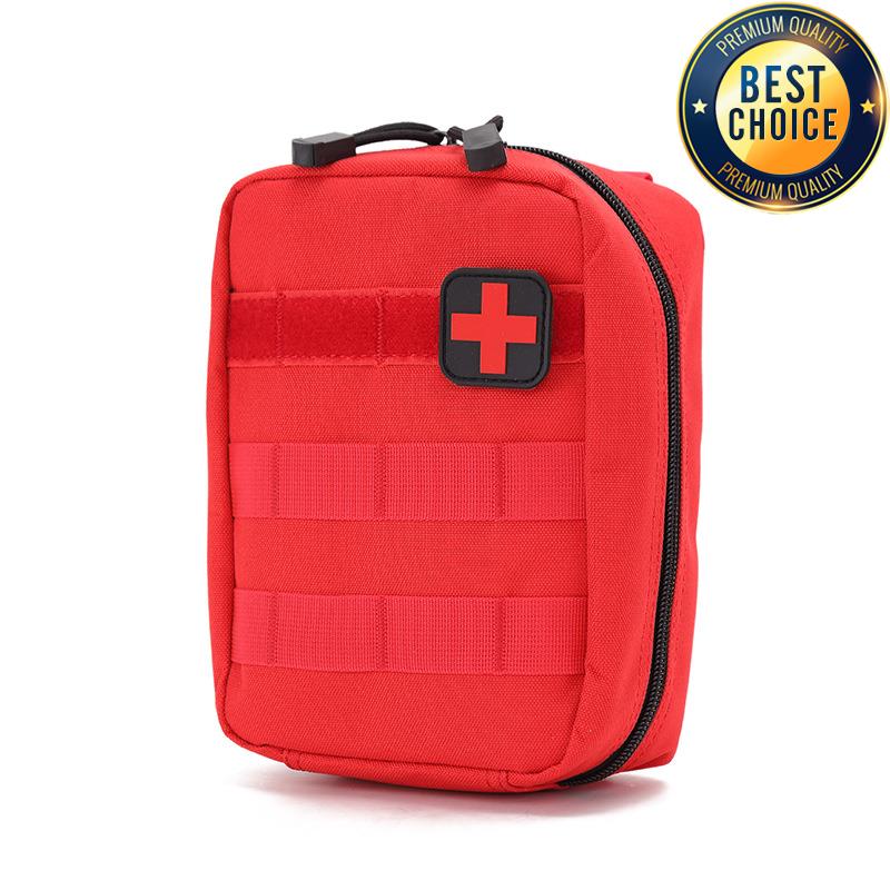 Тактическая многофункциональная поясная сумка для улицы MOLLE Медицинский аварийный комплект Портативный набор для выживания Подсумок для аксессуаров Камуфляжная тренировочная сумка красный